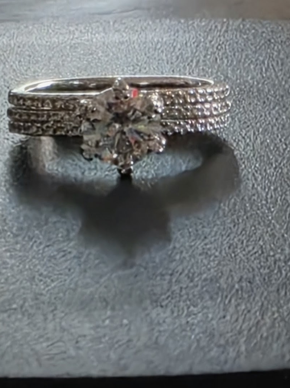 1.0 carat Silver Crystal Flower Halo Engagement Ring - Silver